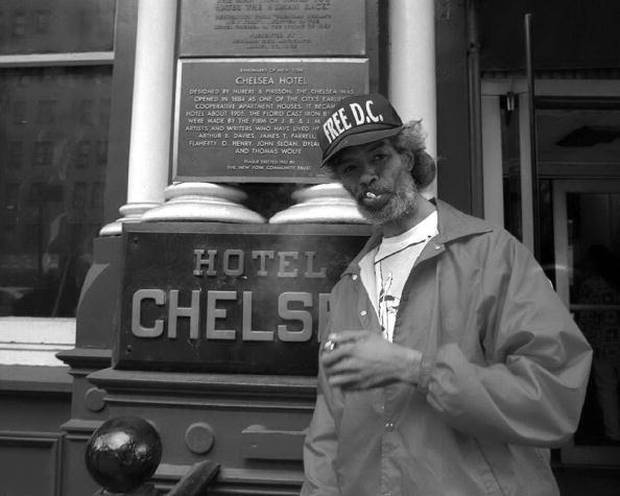 The revolution will not be... Gil Scott Heron outside the Chelsea Hotel. Photo / Clarence Davis, Getty Images