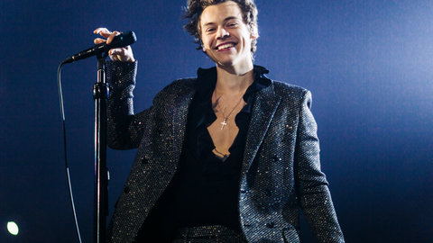 Harry Styles performs during his European tour at AccorHotels Arena on March 13, 2018 in Paris, France. 