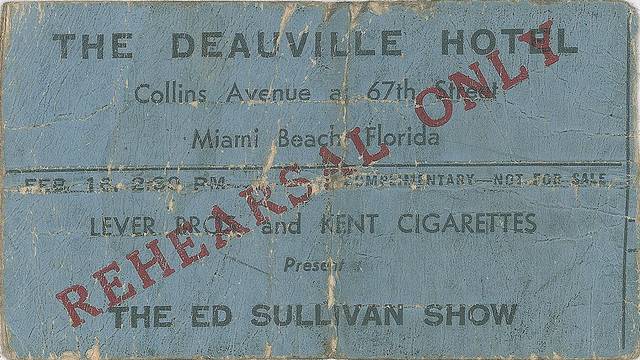 Deauville Hotel Beatles rehearsal ticket