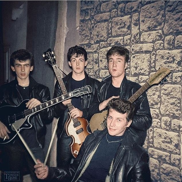 Mona had an affair with Neil Aspinall, before he became the band's manager. Pictured, the Beatles including Pete Best on drums