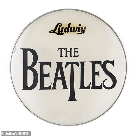 A £50,000 Beatles drum skin from an American tour. It bears the Beatles logo which was part of a back up drum kit for Ringo Starr for the band's first US tour in 1964