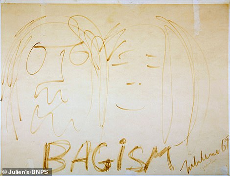 A series of original signed cartoon drawings by John Lennon is another highlight. One of those is a sketch of himself and Yoko Ono titled 'Bagism'