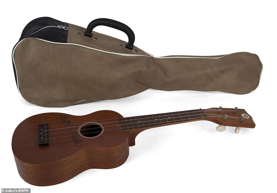 A £20,000 George Harrison Ukele that Harrison bought in Hawaii. He gifted it to a workman who was hired to put up the Harrison family Christmas tree at their home in Friar Park, Henley, in 1999