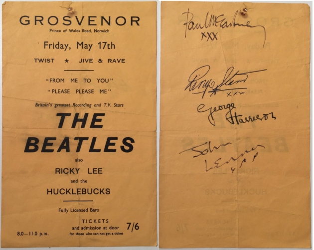 A signer flier of when The Beatles performed in Norwich is to go under the hammer. Picture: Omega Auctions