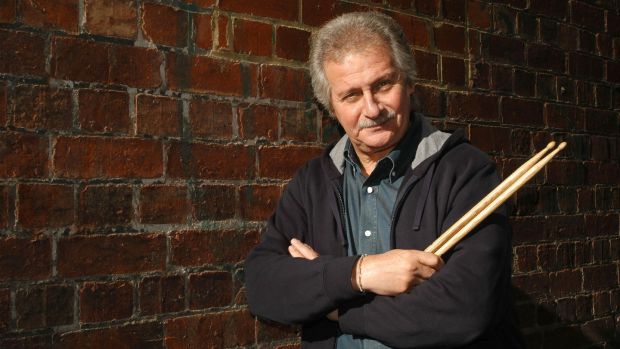 Pete Best holds drumsticks after attending a press conference at Her Majesty’s Theatre to commemorate the 40th year anniversary of the only Beatles tour in Australia on June 15th, 2004 in Melbourne, Australia. Photograph: Regis Martin/Getty Images