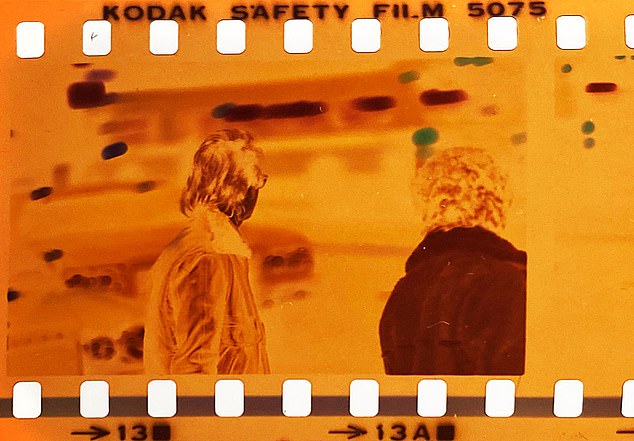 Chapman told Paul Goresh that he had travelled all the way from Hawaii to get his album signed. Pictured, the original Kodacolor negative taken by Paul Goresh of John Lennon