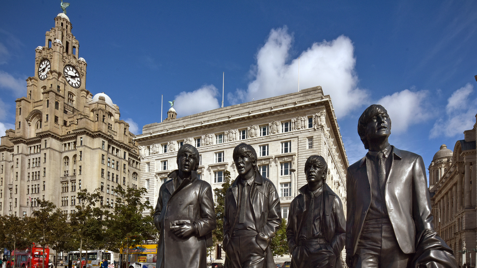 Beatles statue at Liverpool Pier Head