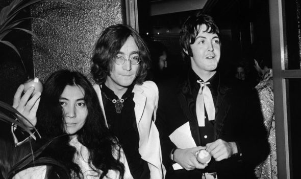 Paul McCartney with John Lennon and Yoko Ono